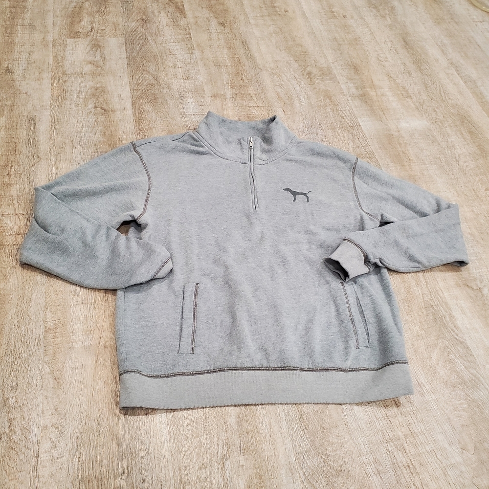 Victoria's Secret PINK Gray Quater Zip Long Sleeve Sweatshirt Size Medium
